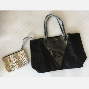 Victoria's Secret clear insert tote with pouch new